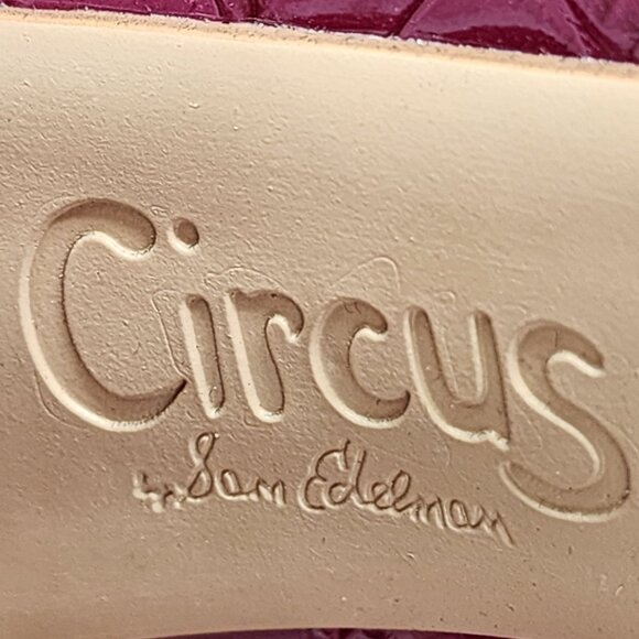 Circus By Sam Edelman sz 7 Marlee Burgundy Croc-Embossed Pointed Toe Pumps - Picture 2 of 11